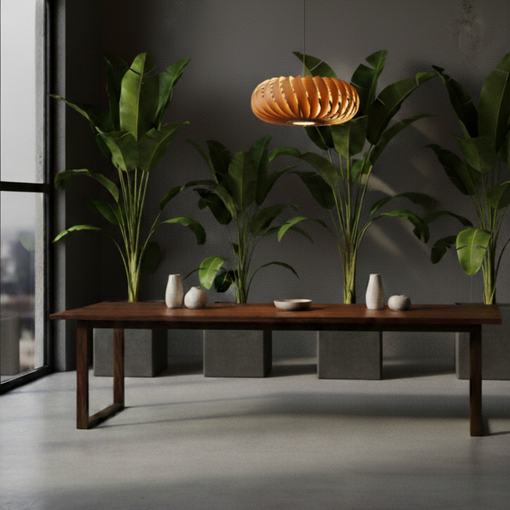 Lámpara colgante Helix de láminas de madera hecha artesanalmente